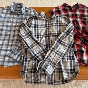 Lot of 3 Men's J Crew Plaid Button Down Long Sleeve Shirts Size M